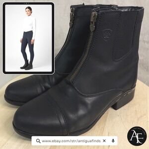 Ariat Heritage IV Zip Paddock Boots Black Leather Womens 9.5B 10012741